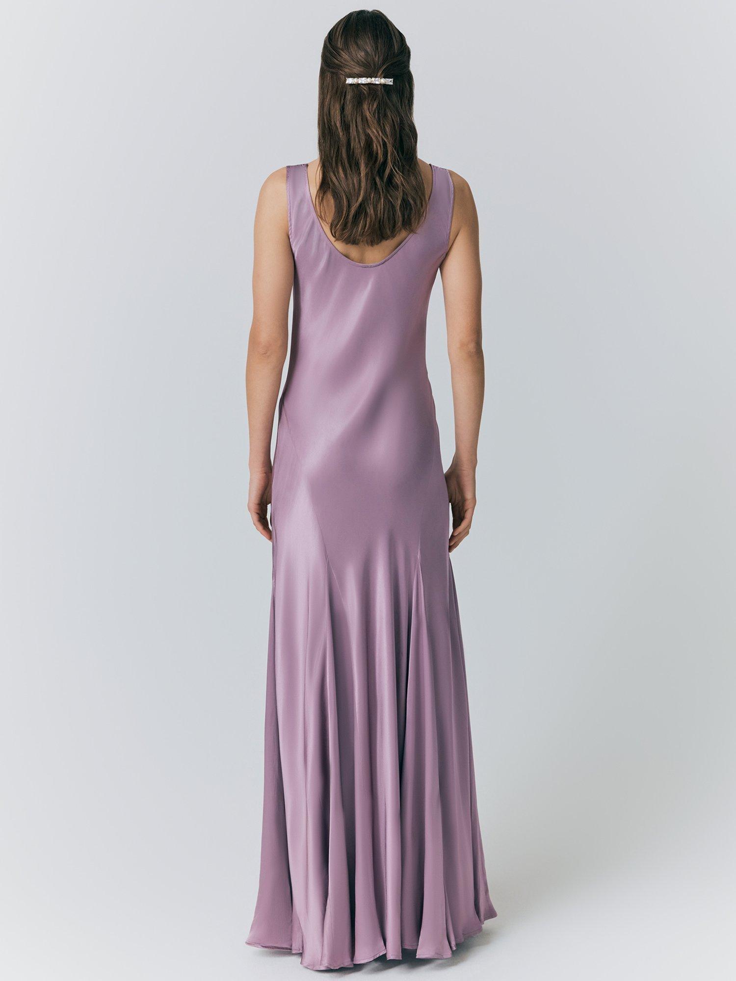 Product image 5 of 5, which shows Ghost Willow Scoop Neck Satin Midi Dress, Purple, XS
