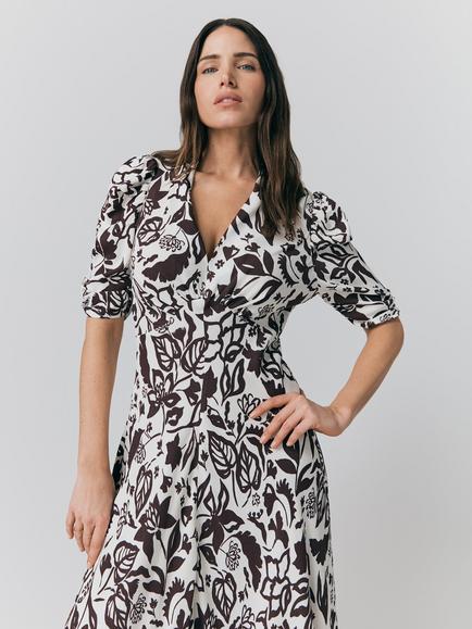 Ghost Madi Floral Midi Dress, Multi - view 2, Multi