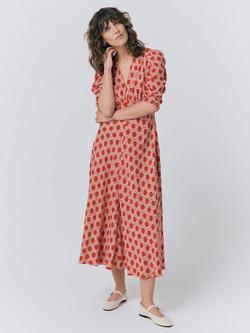 Ghost Madi Spot Midi Dress, Red/Multi