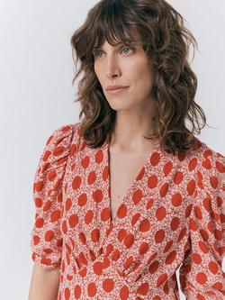 Ghost Madi Spot Midi Dress - view 2, Red/Multi