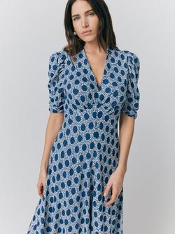 Ghost Madi Spot Midi Dress - view 2, Navy/Multi