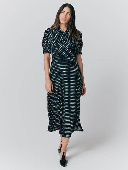 Ghost Wilma Polka Dot Dress, Black/White, Black/White