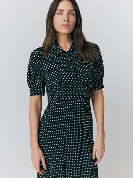 Ghost Wilma Polka Dot Dress, Black/White - view 2, Black/White