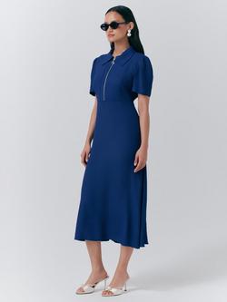 Ghost Haisley Collared Neck Fit And Flare Midi Dress - view 2, Dark Blue