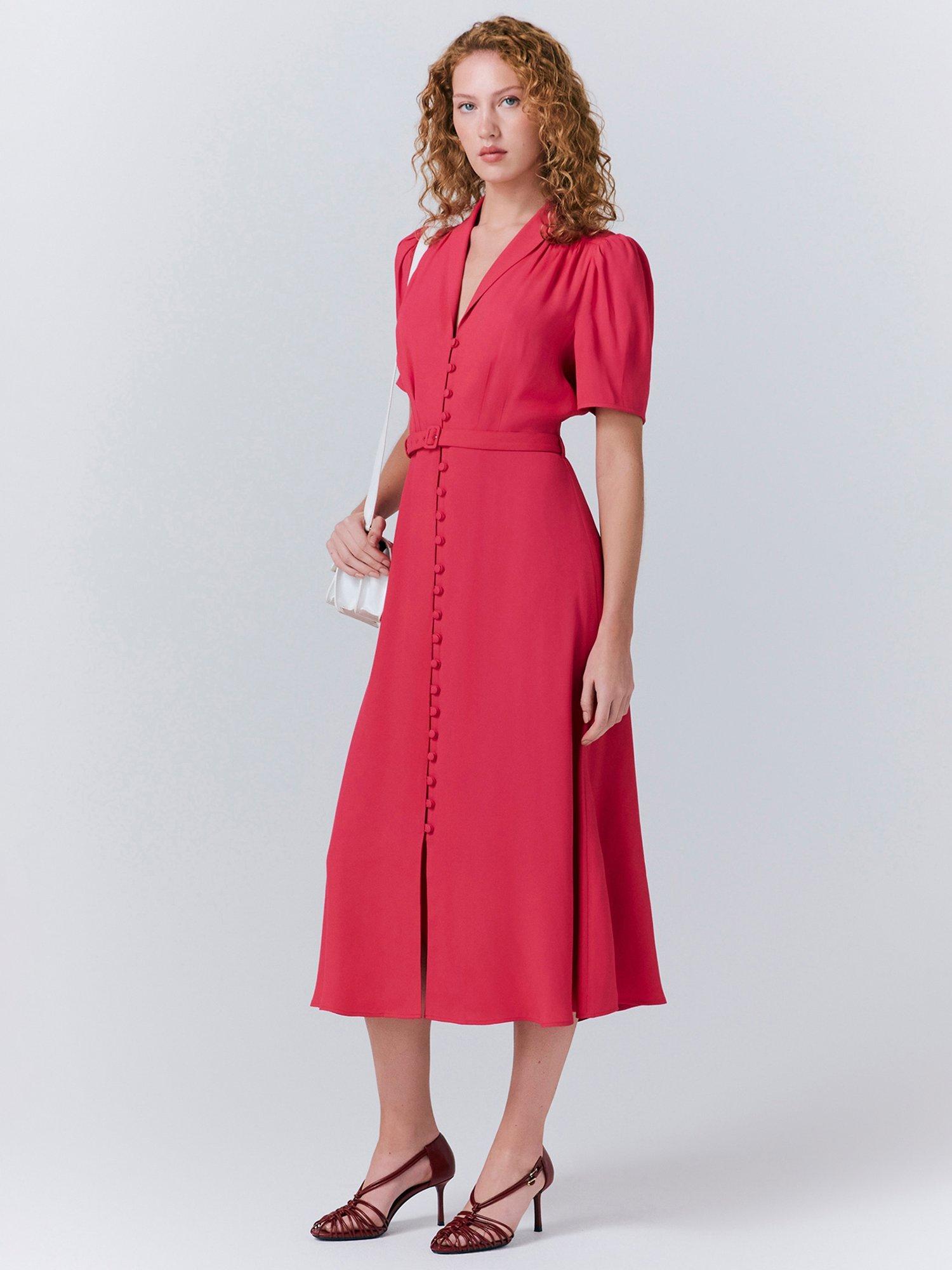 Product image 1 of 5, which shows Ghost Rowan Shirt Tea Dress, Bright Pink, XS