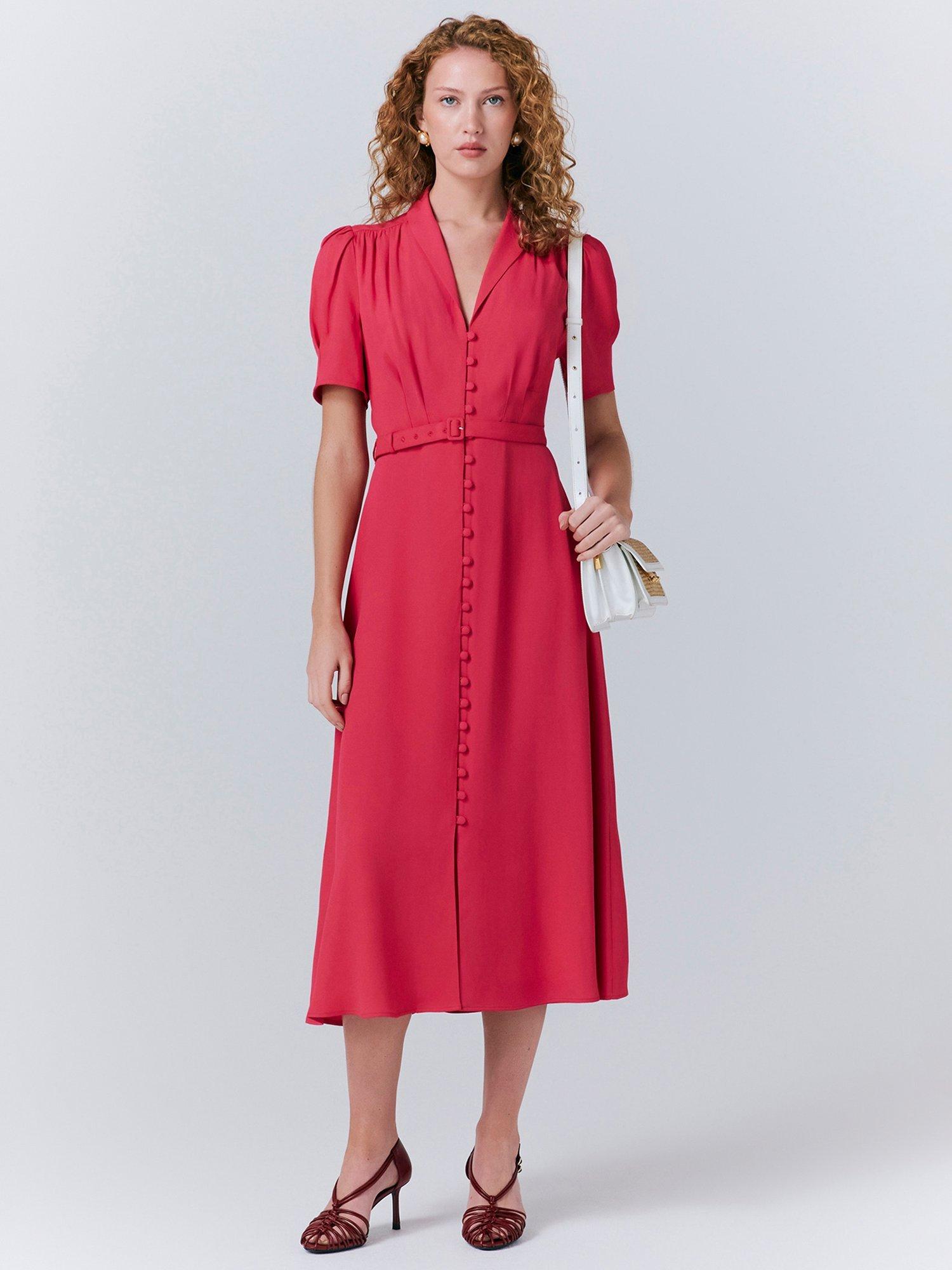 Product image 2 of 5, which shows Ghost Rowan Shirt Tea Dress, Bright Pink, XS