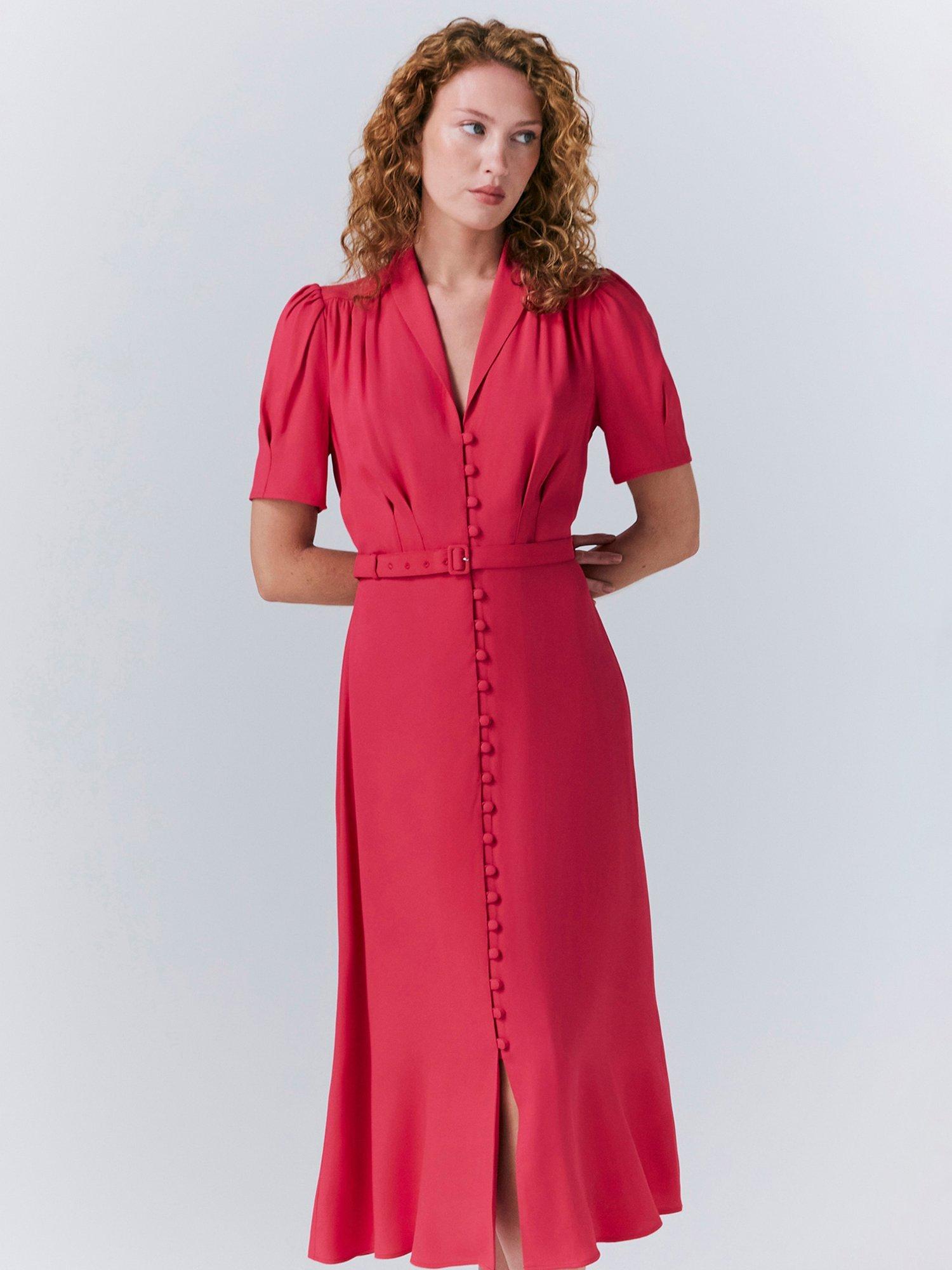 Product image 3 of 5, which shows Ghost Rowan Shirt Tea Dress, Bright Pink, XS