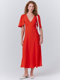 Ghost Sadie V-Neck Midi Dress, Red