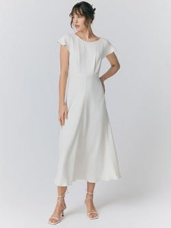 Ghost Alora Satin Midi Dress, Cloud Dancer, Cloud Dancer