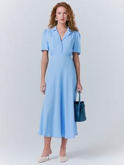 Ghost Blaire V-Neck Midi Dress, Blue