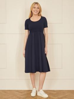 Yumi Jearsy Top Midi Dress, Navy - view 2, Navy