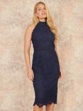 Yumi Lace Halterneck Dress, Navy
