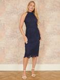 Yumi Lace Halterneck Dress, Navy
