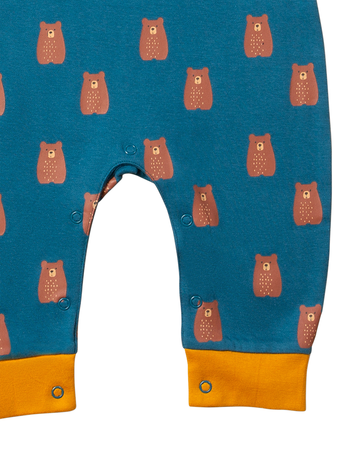 Product image 3 of 4, which shows Little Green Radicals Baby Organic Cotton Teddy Bears Everyday Dungarees, Blue/Multi, 2-3 years