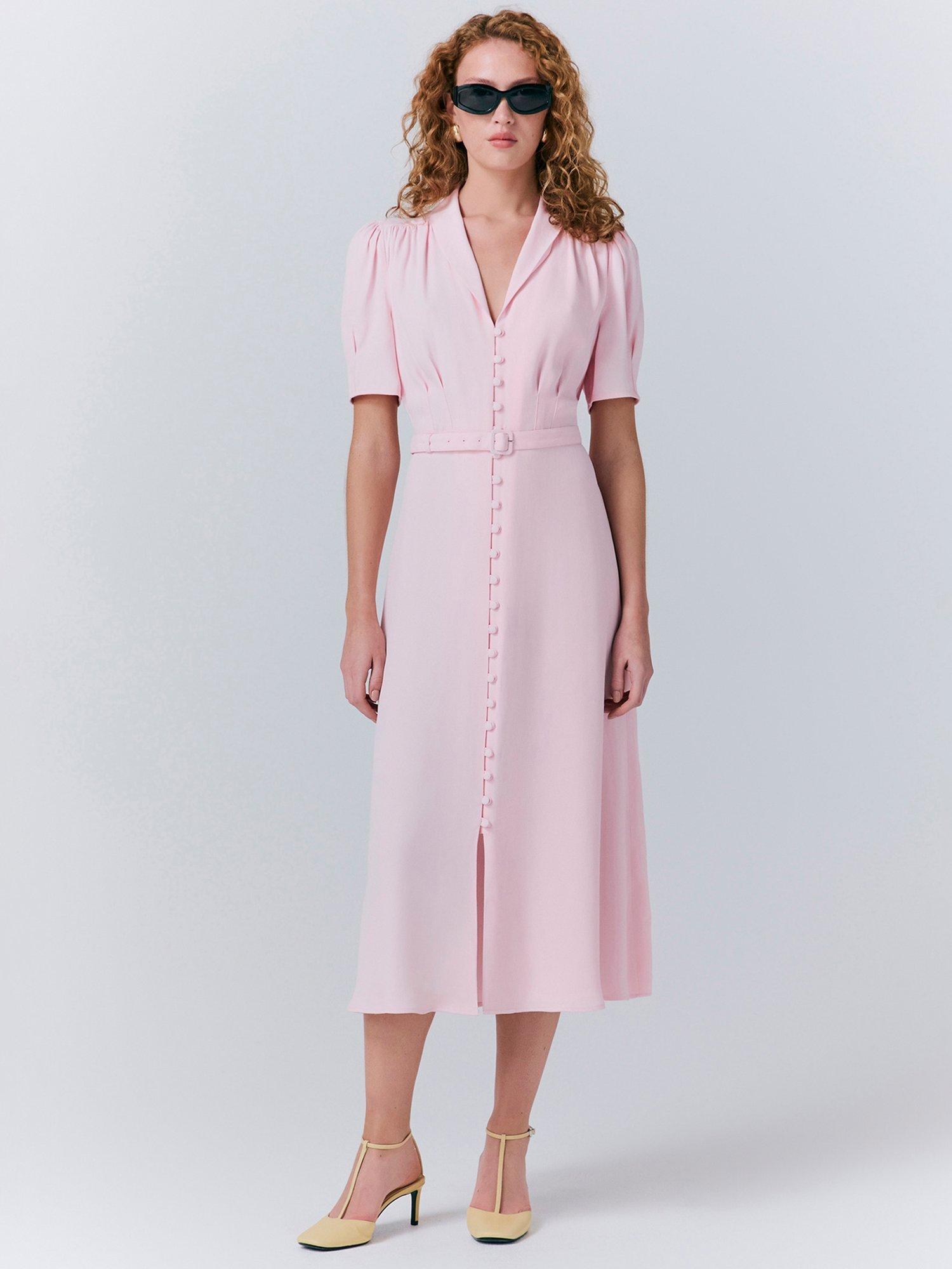 Product image 1 of 5, which shows Ghost Rowan Shirt Tea Dress, Pink, M
