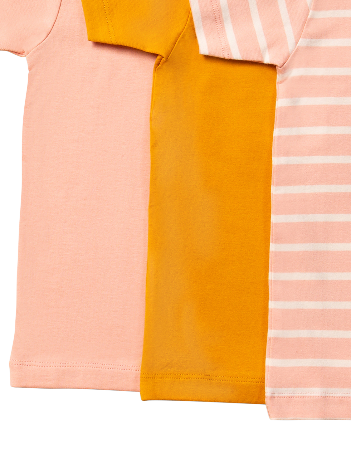 Product image 3 of 3, which shows Little Green Radicals Kids' Plain/Stripe Organic Cotton Rich T-Shirts, Pack of 3, Multi, 2-3 years