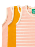 Little Green Radicals Kids' Plain/Stripe Organic Cotton Rich Vest Tops, Pack of 3, Multi