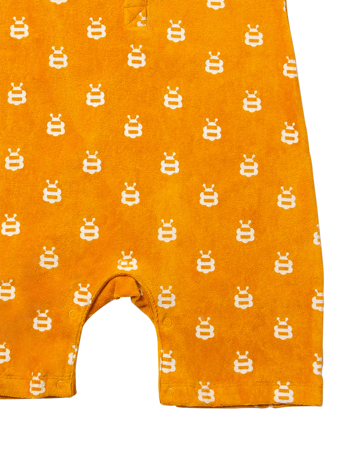 Product image 3 of 6, which shows Little Green Radicals Baby Bees Organic Cotton Towelling Bodysuit, Gold, 2-3 years