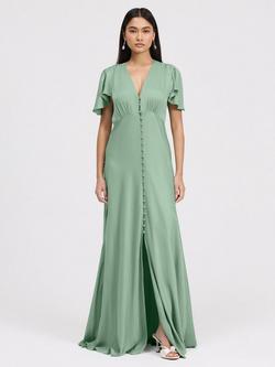 Ghost Delphine Satin Maxi Dress, Sage Green