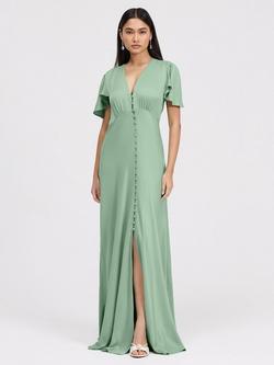 Ghost Delphine Satin Maxi Dress - view 2, Sage Green