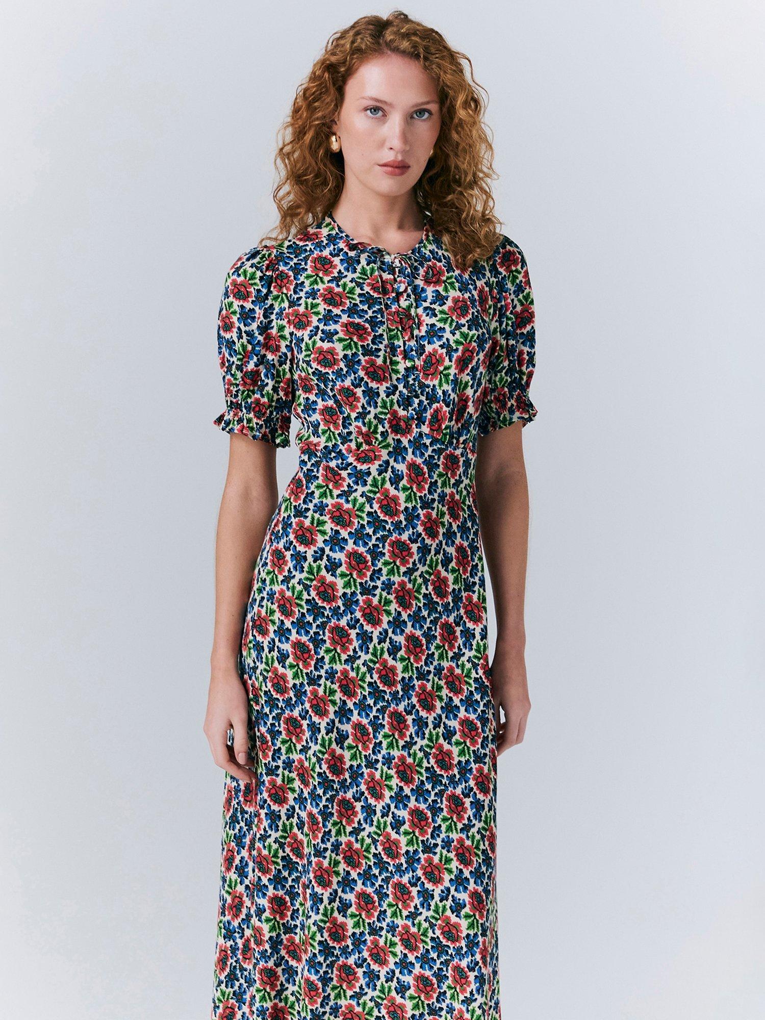 Product image 3 of 5, which shows Ghost Clarissa Puff Sleeve Floral Dress, Multi, XS