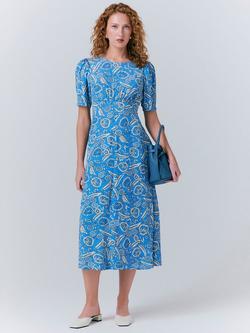Ghost Esme Empire Linen Floral Dress, Blue
