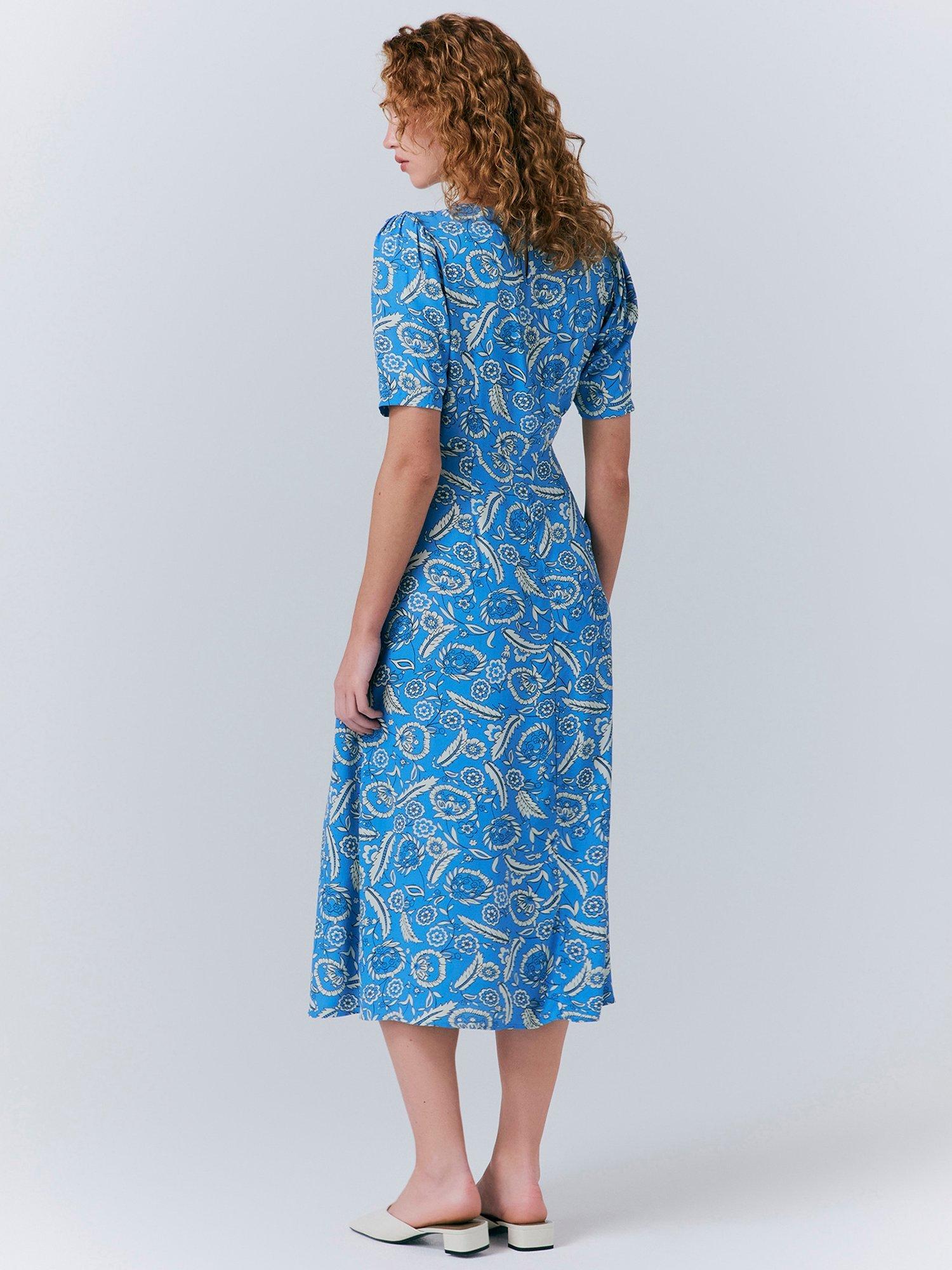 Product image 5 of 5, which shows Ghost Esme Empire Linen Floral Dress, Blue, XXL