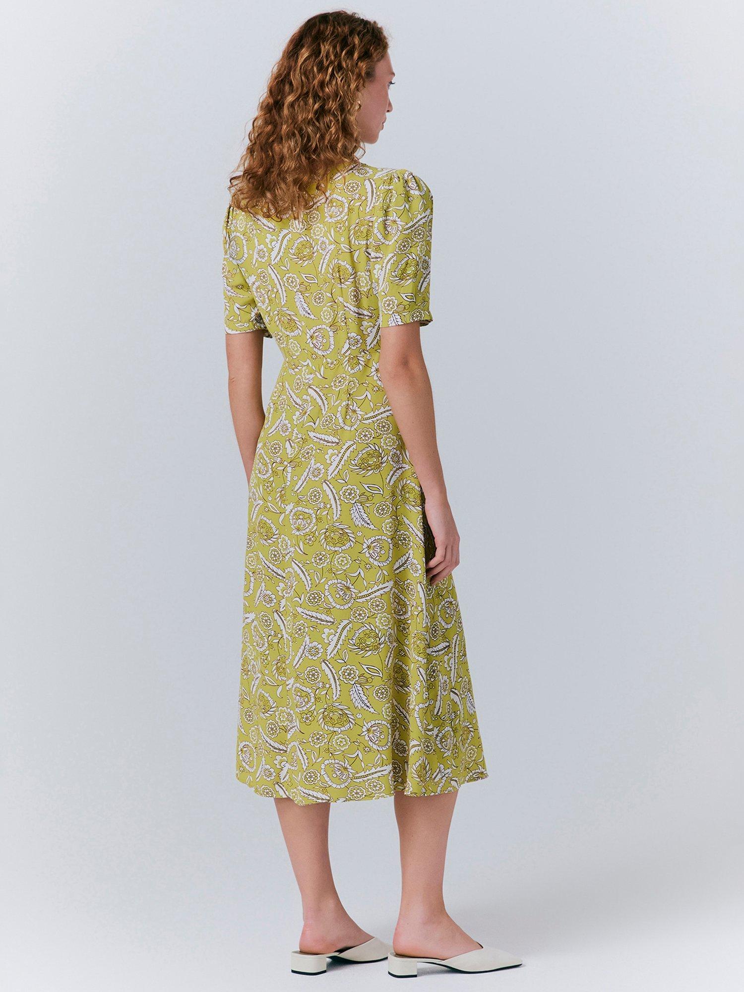 Product image 5 of 5, which shows Ghost Esme Empire Linen Floral Dress, Green, XS