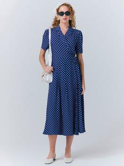 Ghost Giselle Polka Dot Dress, Navy