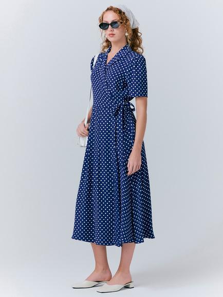 Ghost Giselle Polka Dot Dress - view 2, Navy