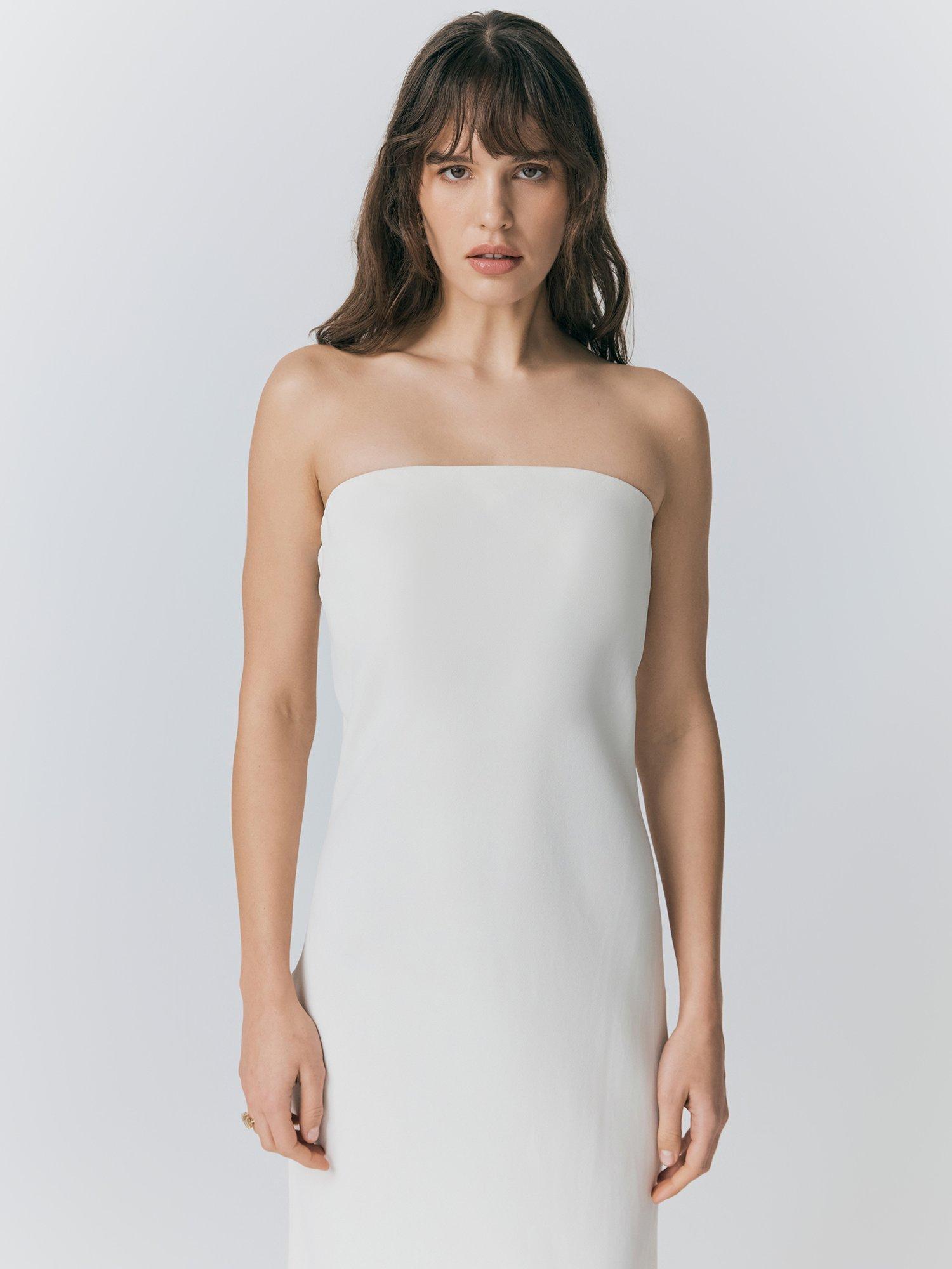Product image 3 of 4, which shows Ghost Juliette Strapless Midi Dress, Ivory, XS