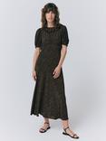 Ghost Matilda Floral Ruffle Neck Dress, Black/Multi