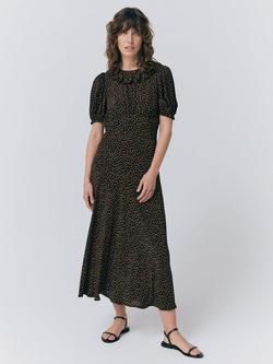 Ghost Matilda Floral Ruffle Neck Dress, Black/Multi, Black/Multi