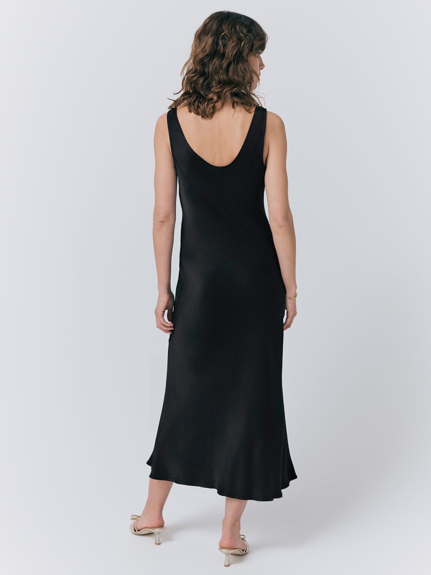Product image 4 of 4, which shows Ghost Palm Satin Slip Dress, Black, XS