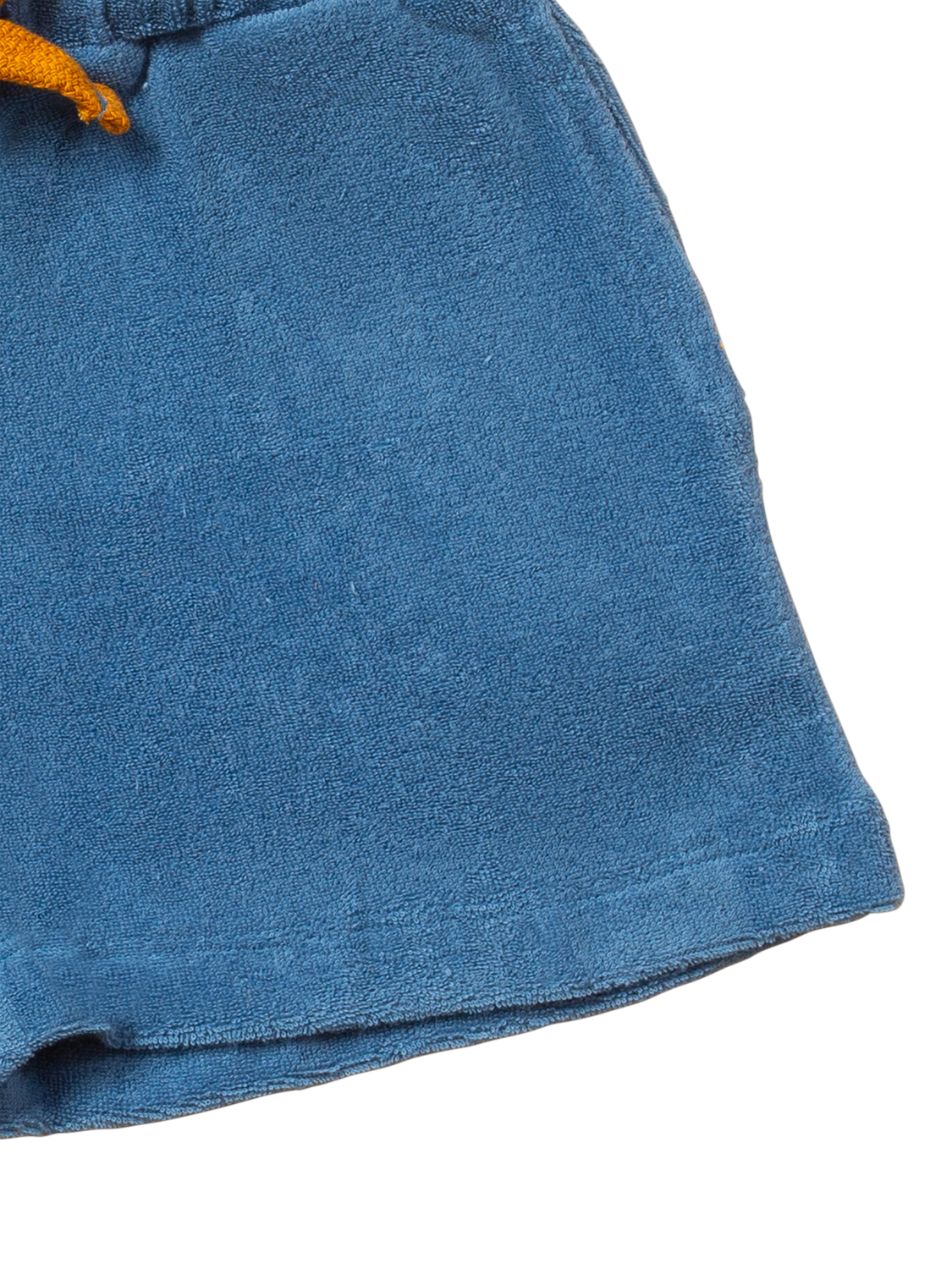 Product image 3 of 5, which shows Little Green Radicals Kids' Cotton Towelling Shorts, Blue, 2-3 years