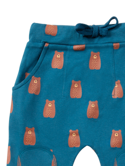 Little Green Radicals Baby Organic Cotton Teddy Bears Joggers, Blue/Multi - view 2, Blue/Multi