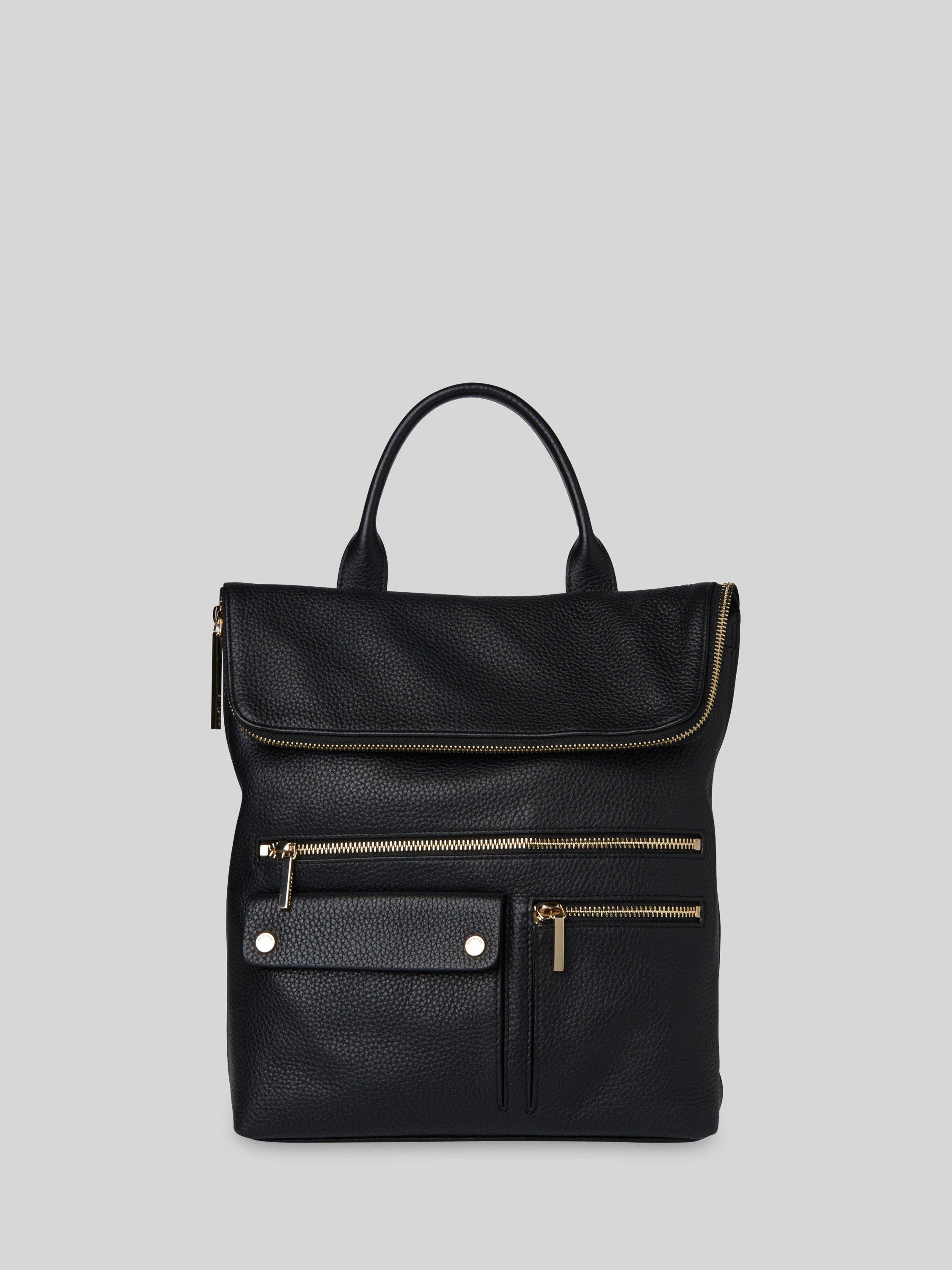 Product image 1 of 5, which shows Whistles Farrow Pocket Detail Leather Bag, Black