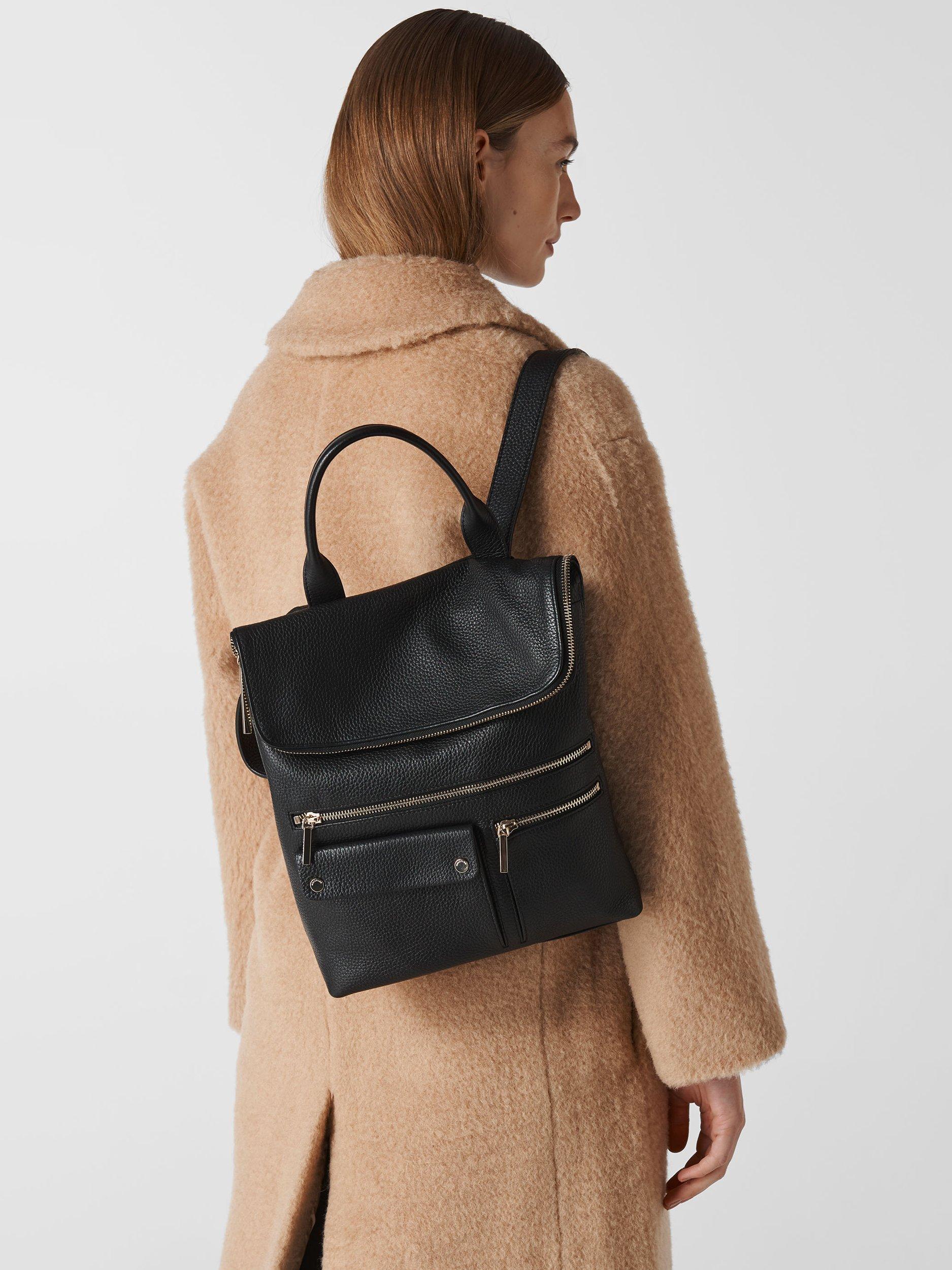 Product image 5 of 5, which shows Whistles Farrow Pocket Detail Leather Bag, Black
