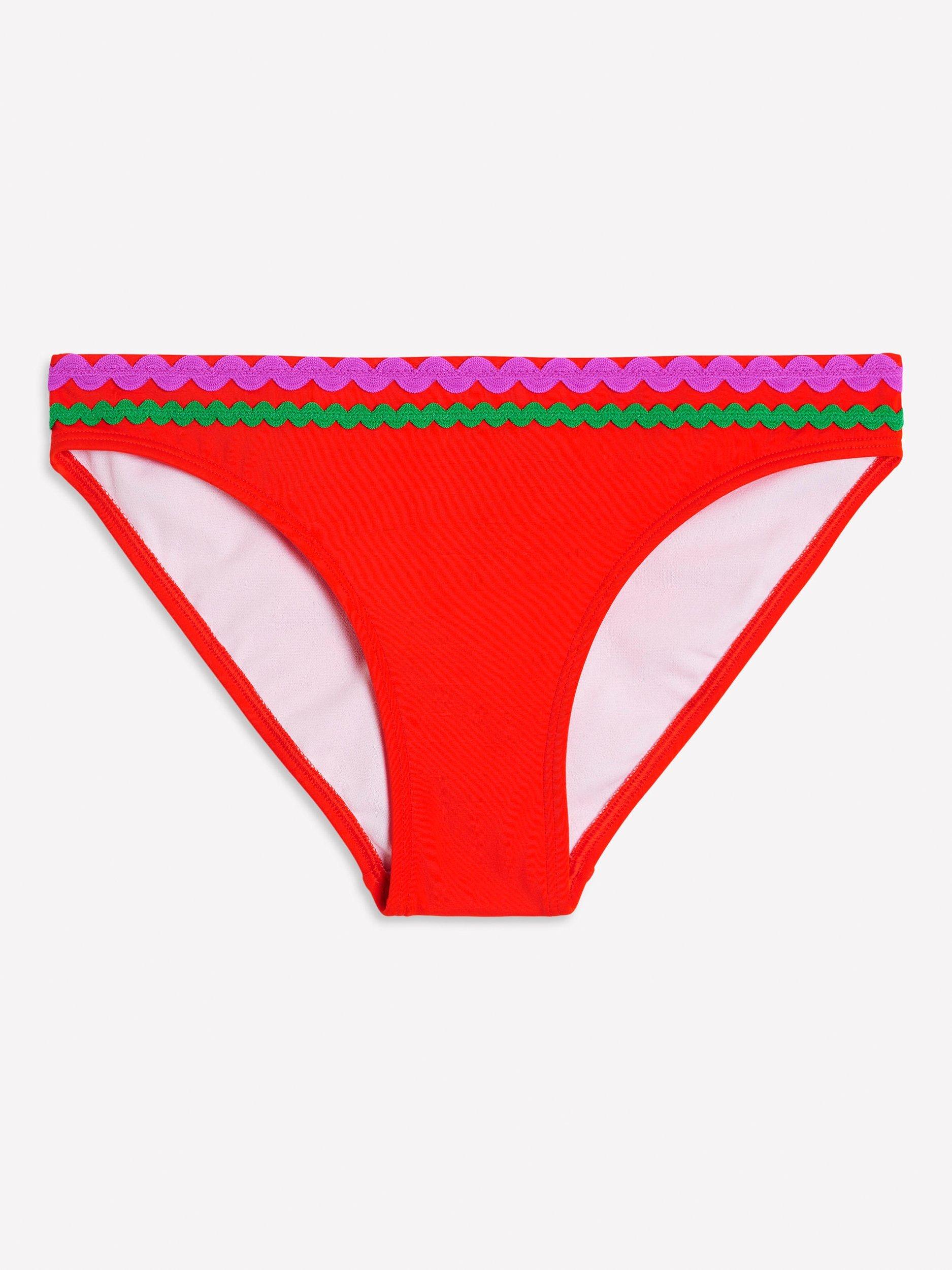 Product image 5 of 5, which shows Boden Porto Floral Bikini Bottoms, Fire Red, 8