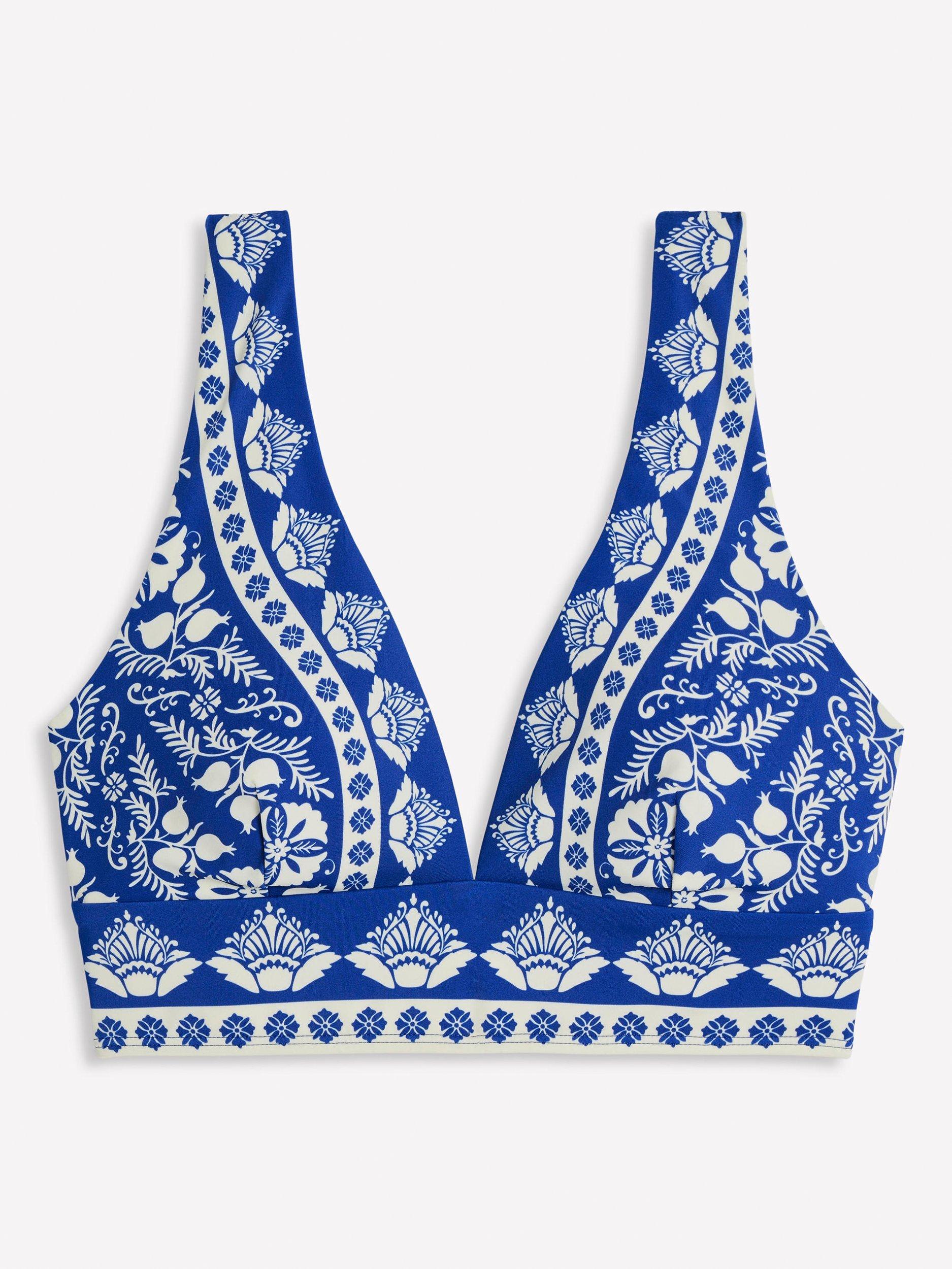 Product image 5 of 6, which shows Boden Porto Floral Bikini Top, Blue/Multi, 8