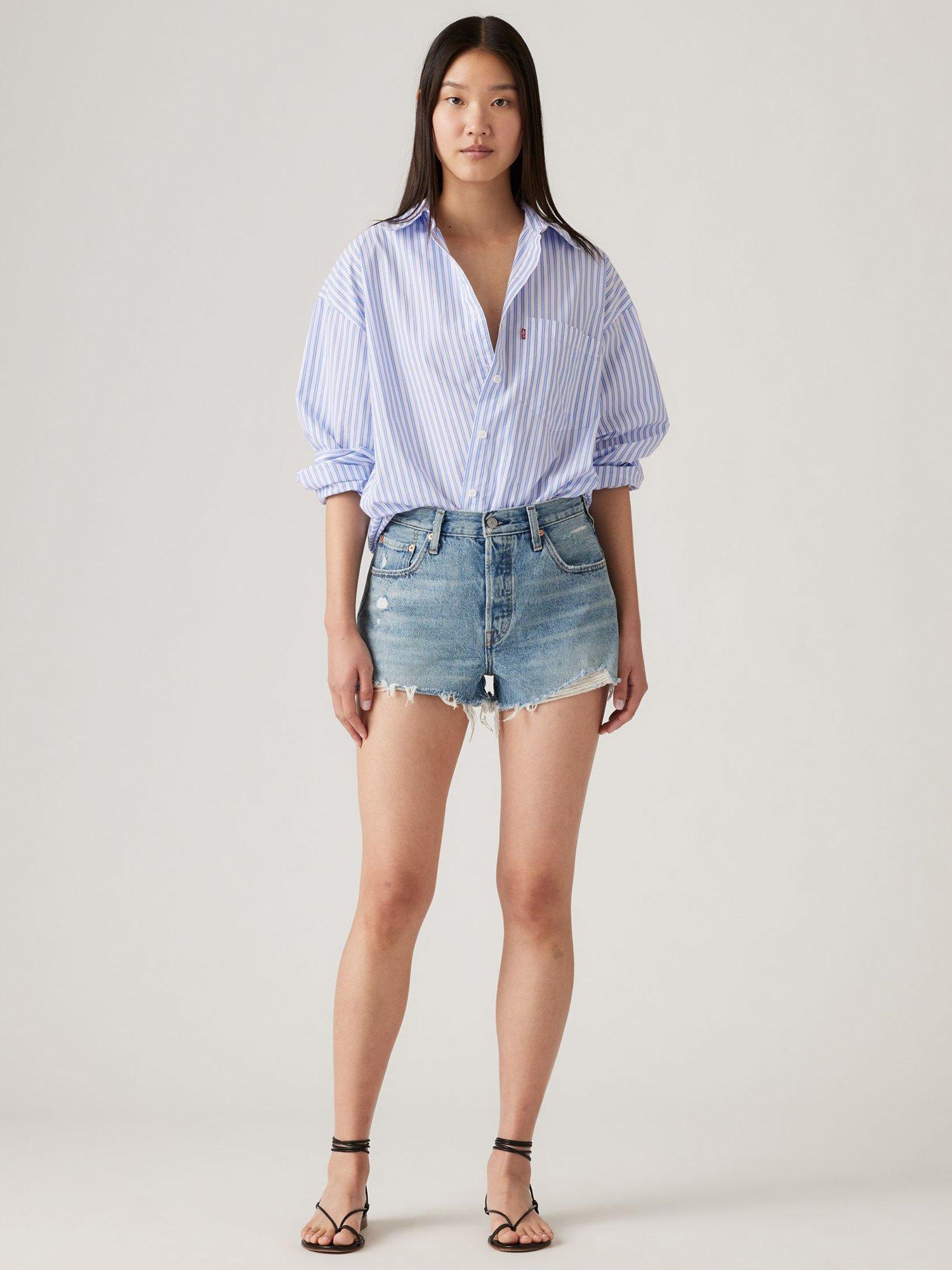 Product image 1 of 4, which shows Levi's 501 Denim Shorts, Vague Finish, 24