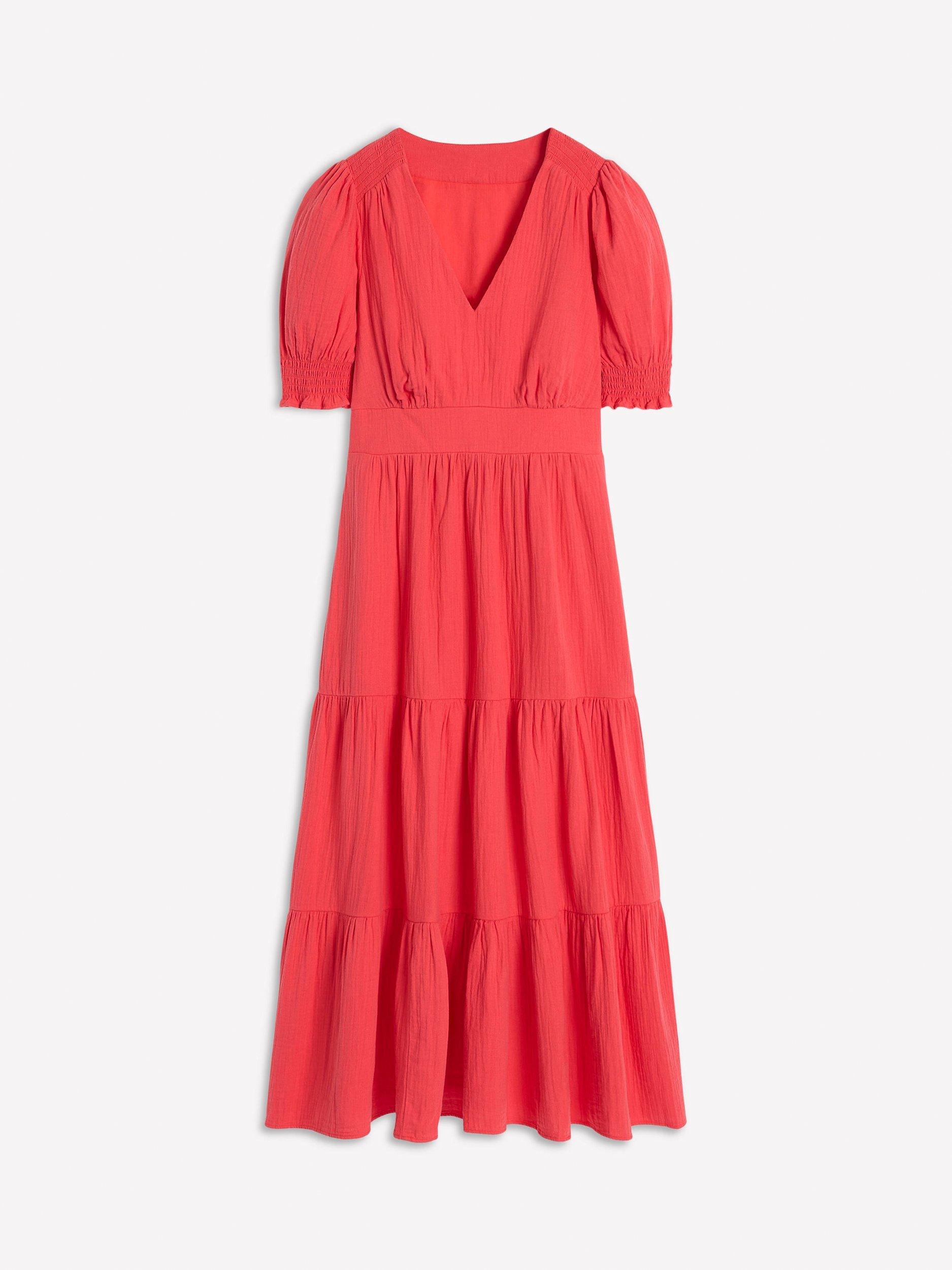 Product image 5 of 5, which shows Boden Anna Double Cloth Midi Dress, Jam Red, 16