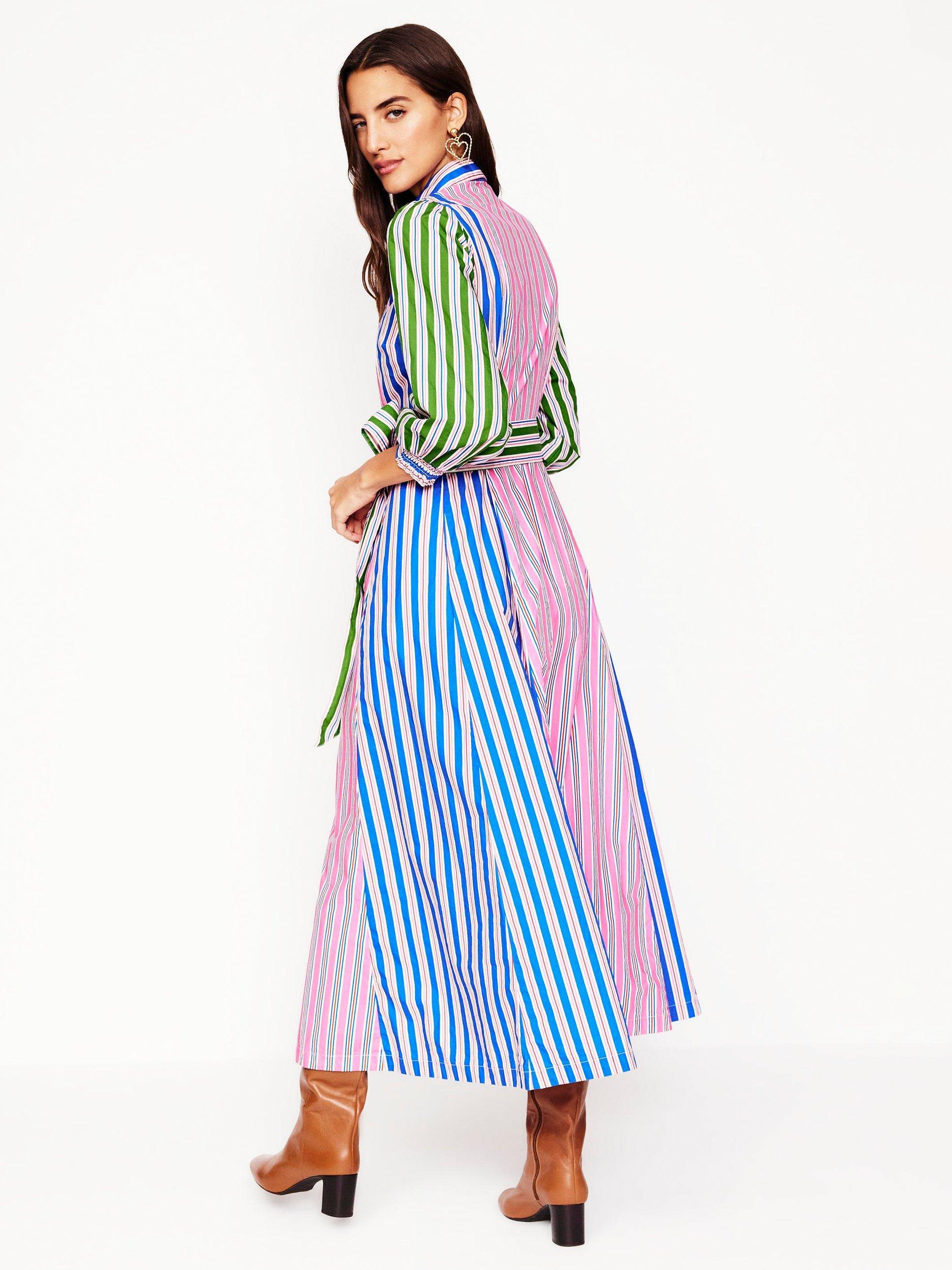 Product image 3 of 6, which shows Boden Clara Stripe Shirt Dress, Pink Rose/Multi, 10