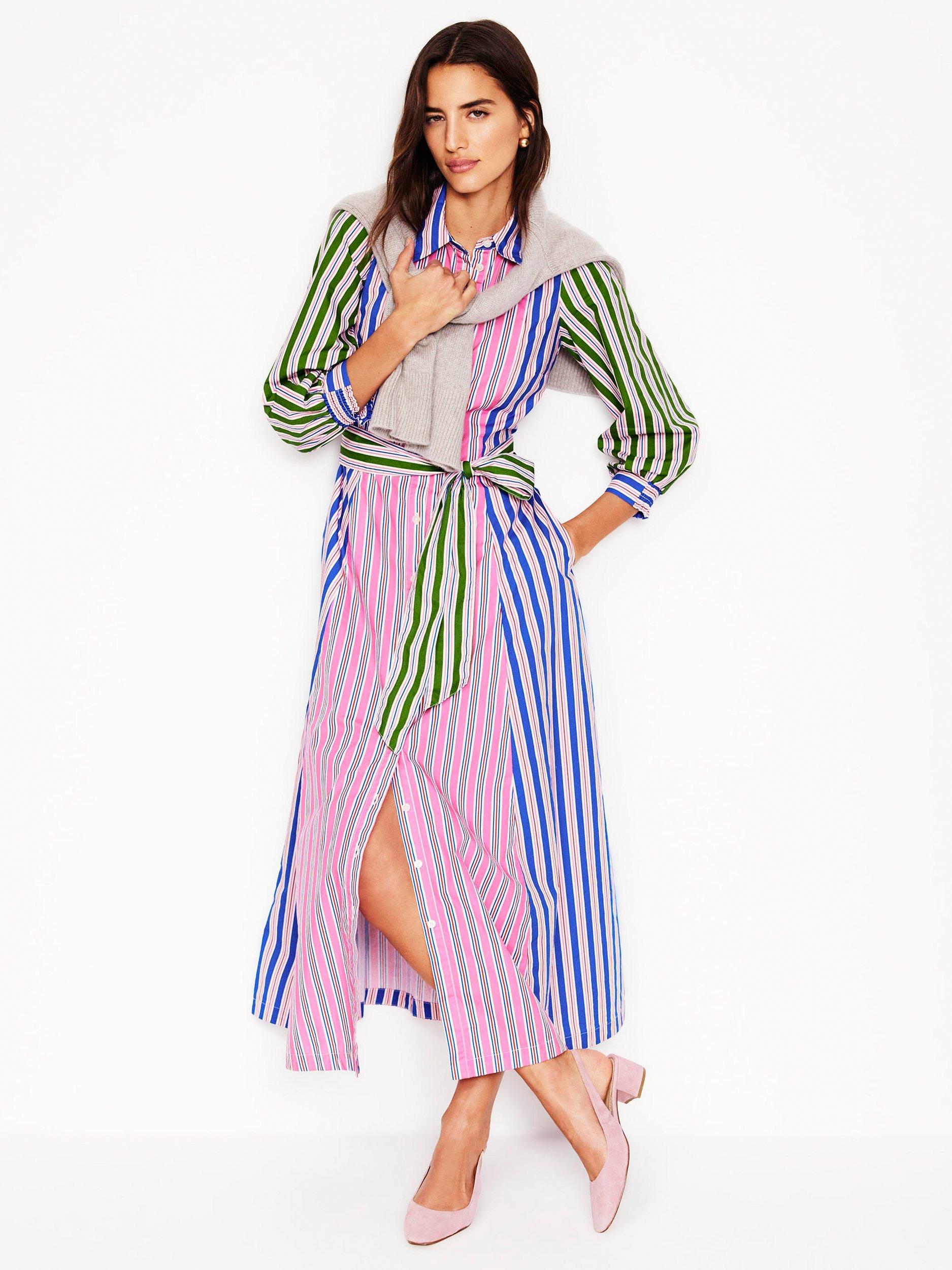 Product image 5 of 6, which shows Boden Clara Stripe Shirt Dress, Pink Rose/Multi, 10
