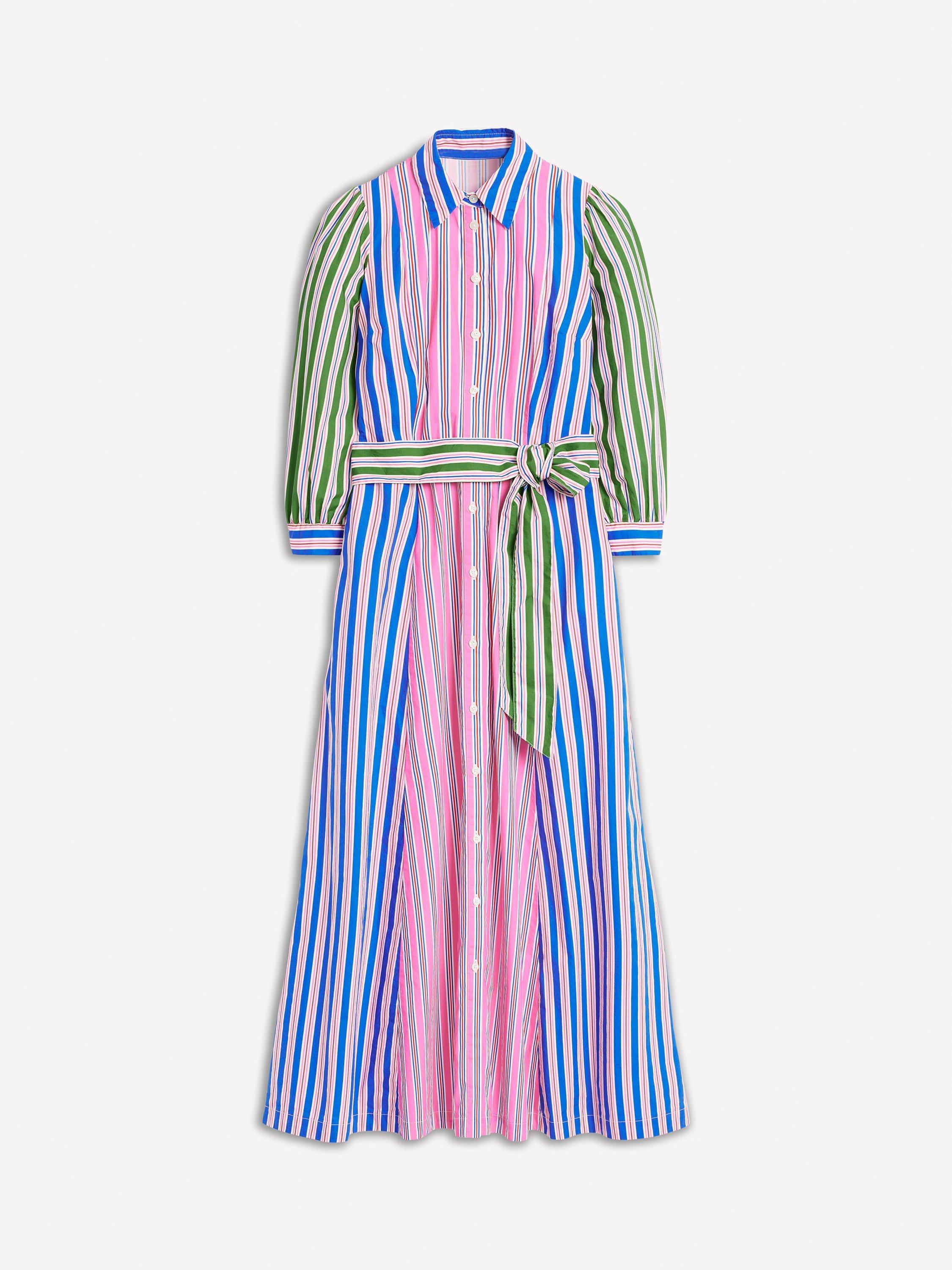 Product image 6 of 6, which shows Boden Clara Stripe Shirt Dress, Pink Rose/Multi, 10