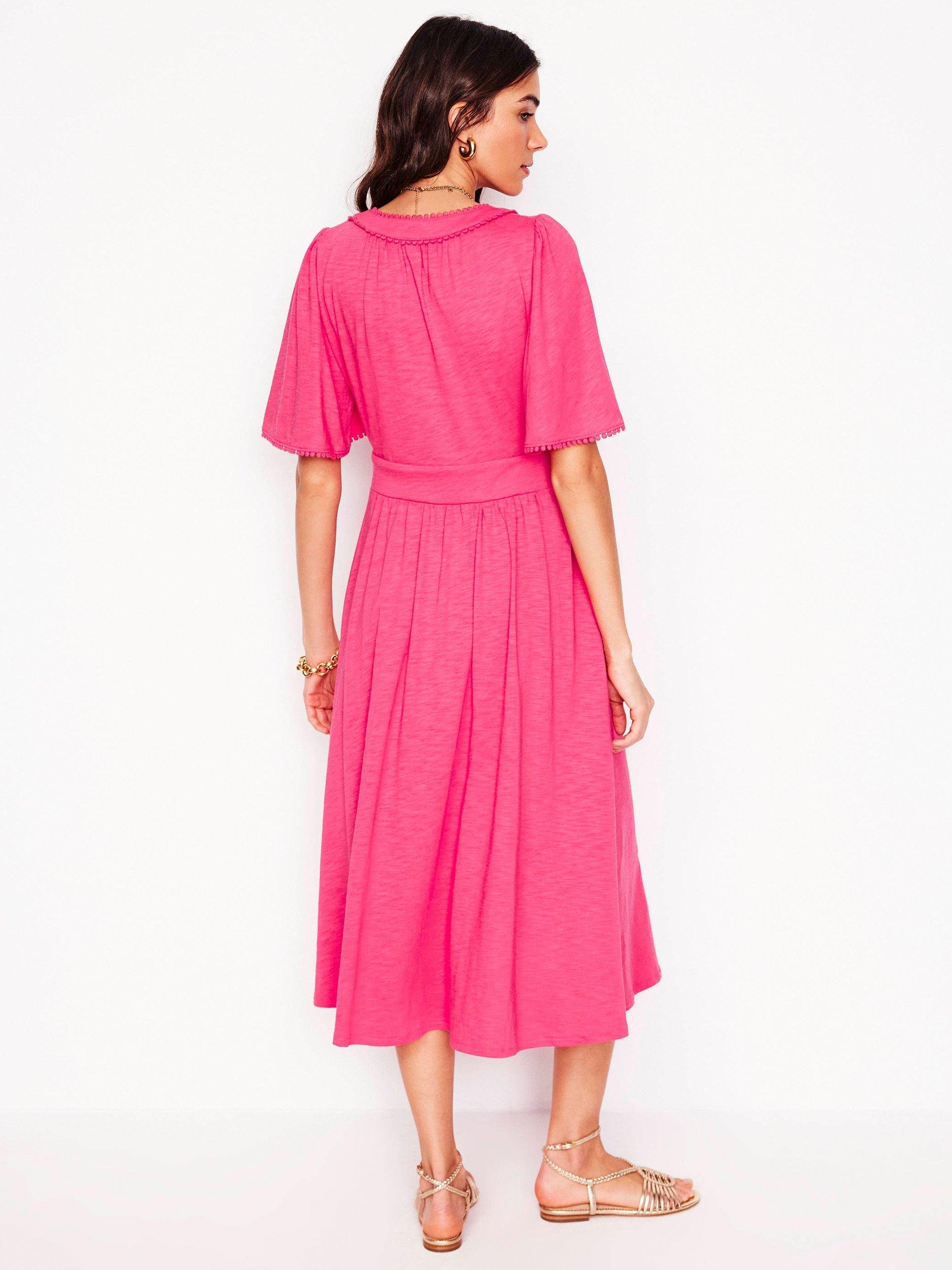 Product image 3 of 6, which shows Boden Maddie Trim Jersey Dress, Camelia Pink, 10