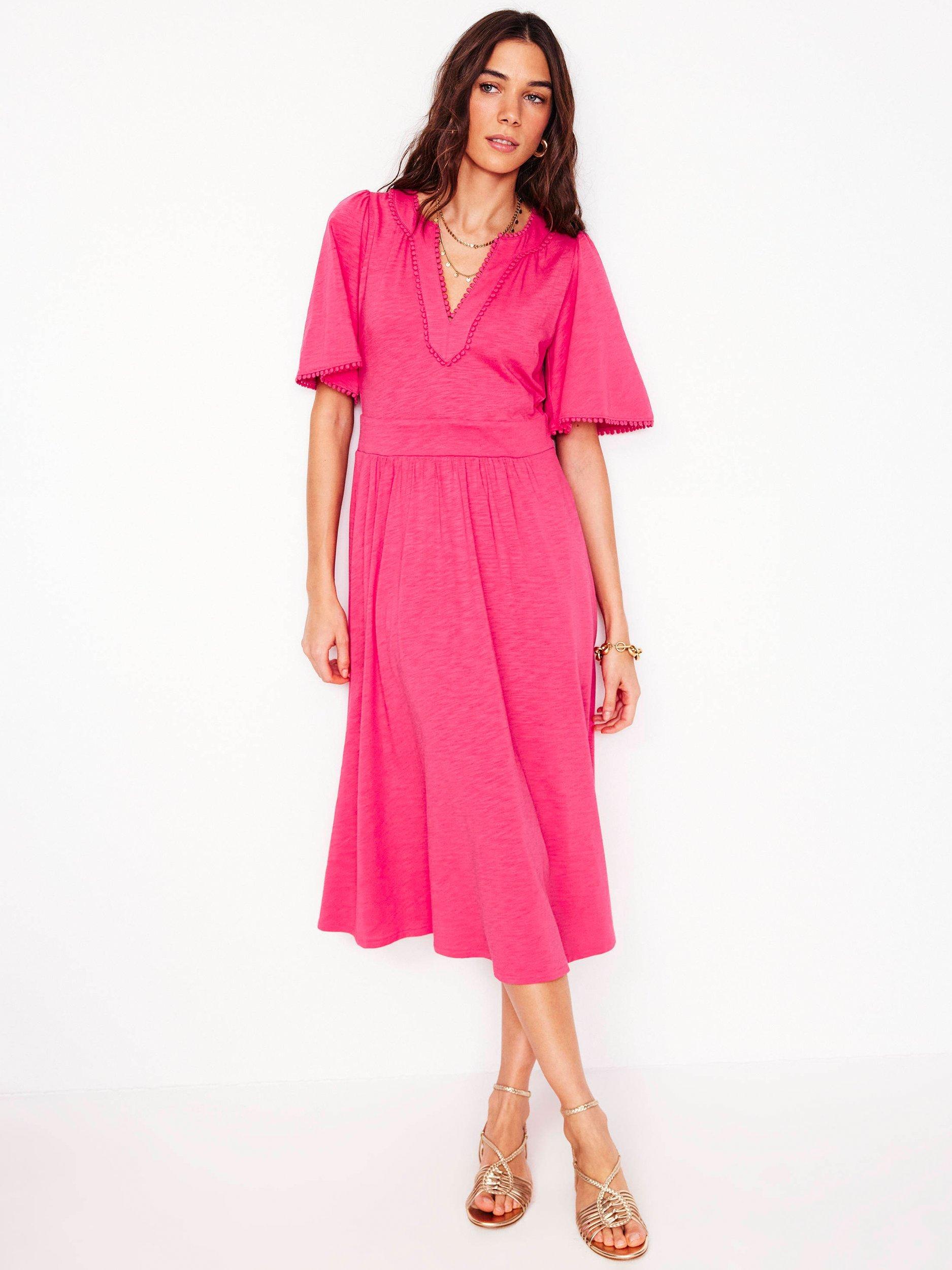 Product image 4 of 6, which shows Boden Maddie Trim Jersey Dress, Camelia Pink, 10