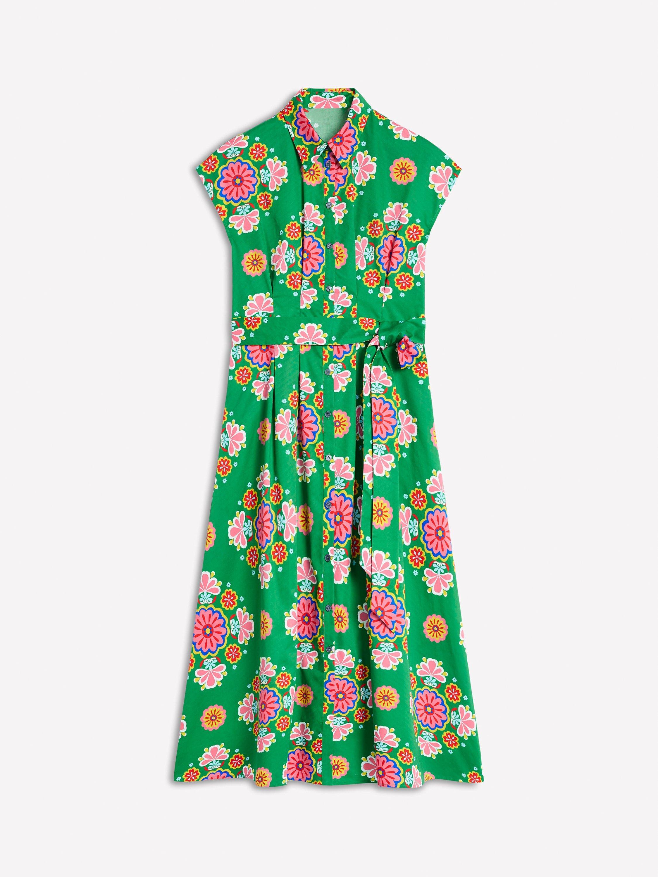 Product image 5 of 5, which shows Boden Rachel Floral Shirt Dress, Emerald/Multi, 8