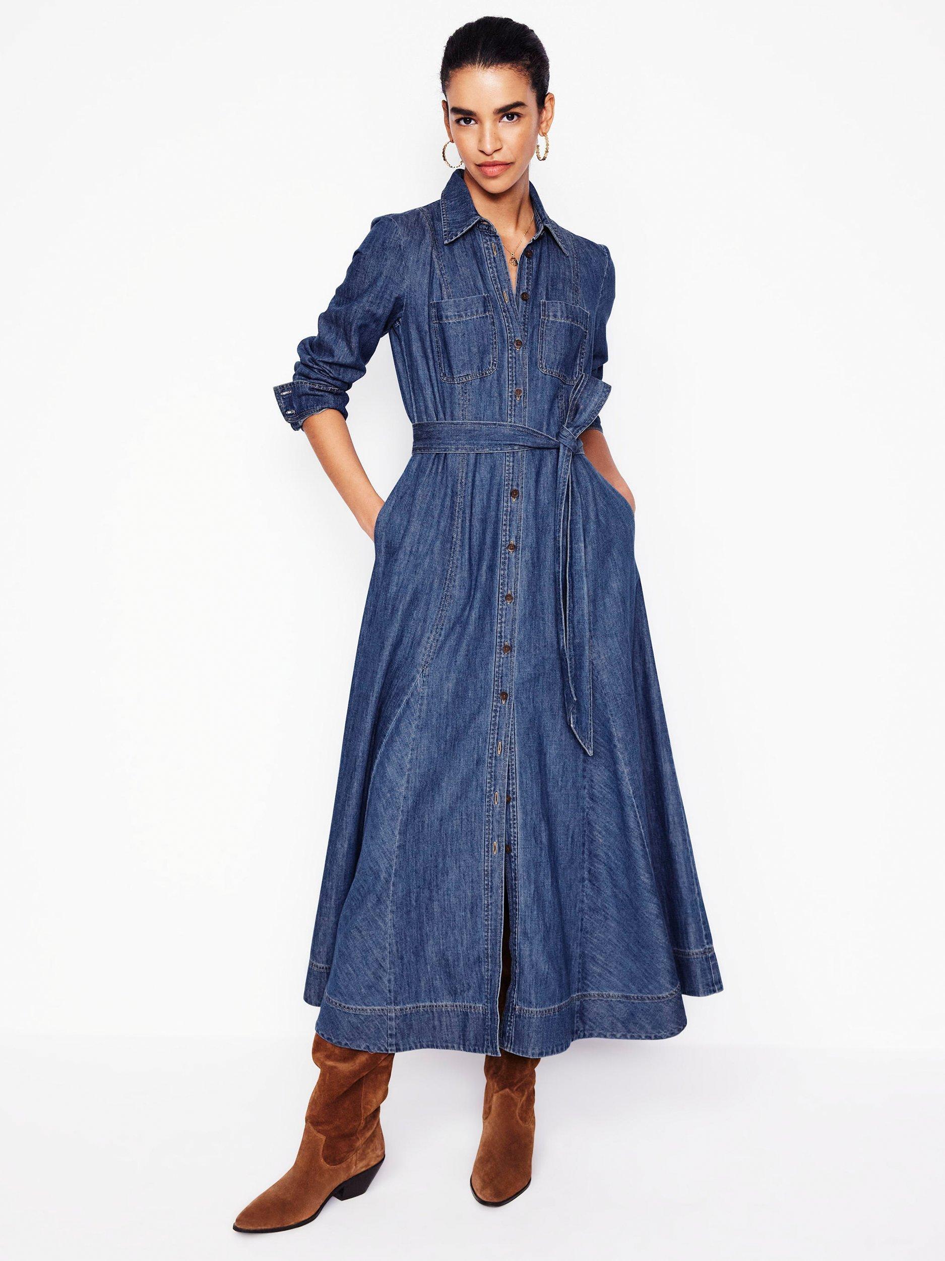 Boden Tess Denim Midi Dress, Mid Vintage