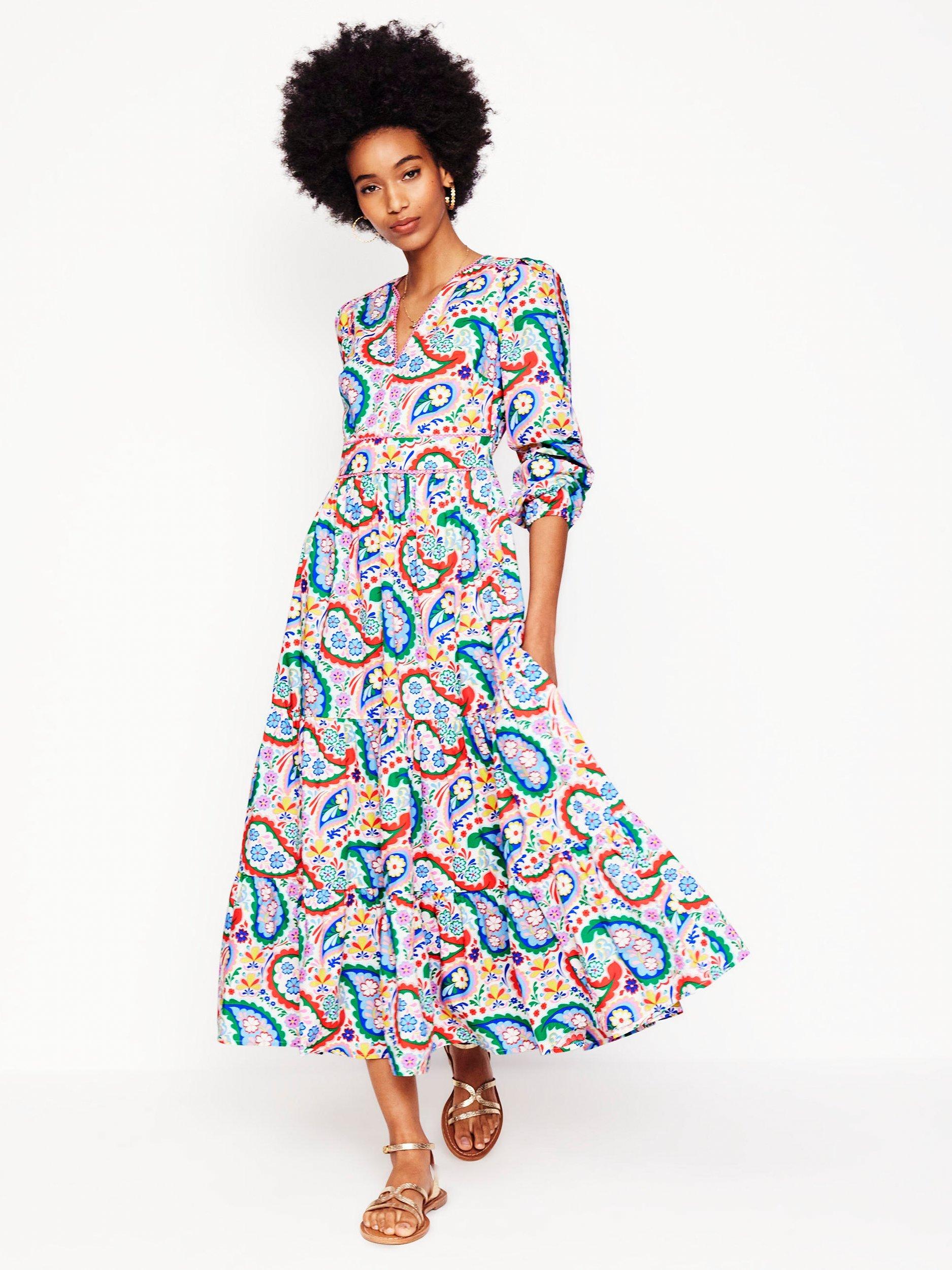 Product image 1 of 7, which shows Boden Violet Paisley Midi Dress, Multi, 8
